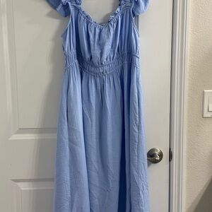 a new day Light Blue Maxi Sundress with Shirred Waist